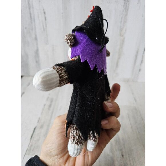 Pier 1 witch sock monkey Halloween ornament decor rare stuffed - Picture 4 of 9